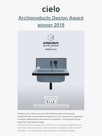 Archiproducts Design Award winner 2018<br />06/12/2018
