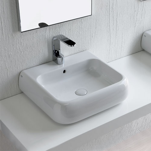 Wall-hung or on top washbasin 54