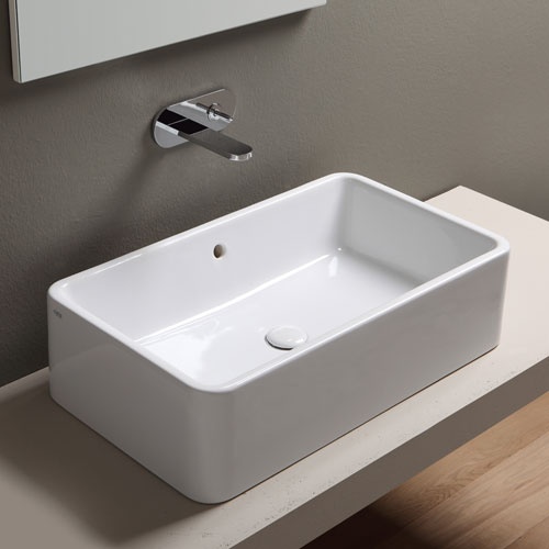 Rectangular on top washbasin 75 with overflow