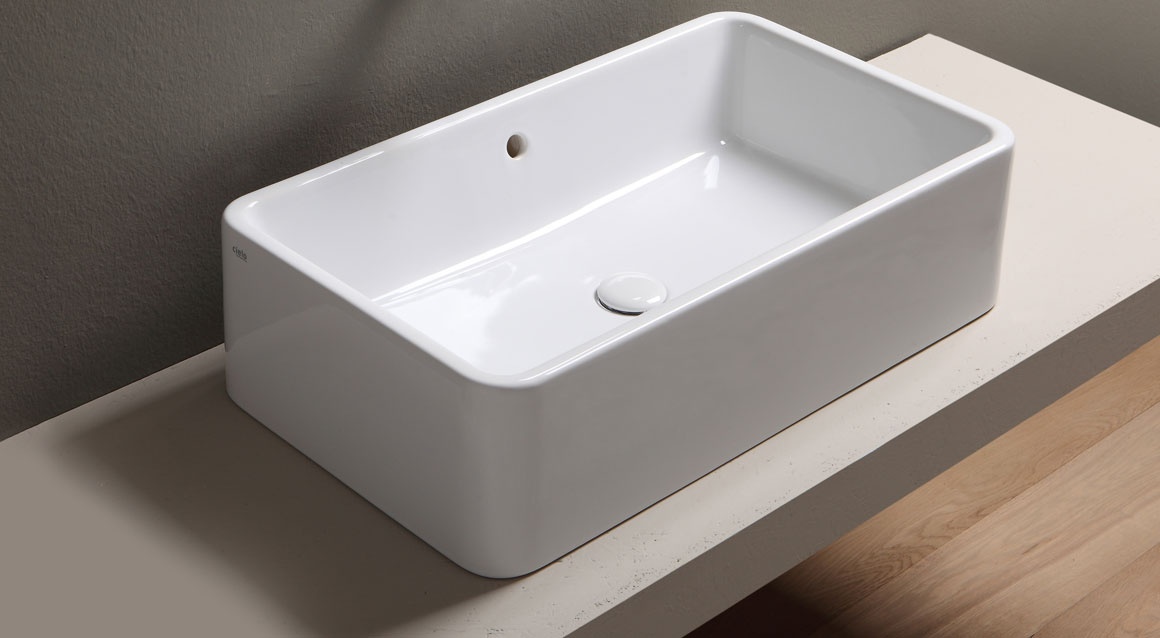 Rectangular on top washbasin 75 with overflow