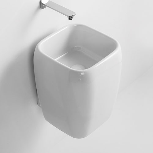 Half pedestal washbasin - wall-hung or on top installation