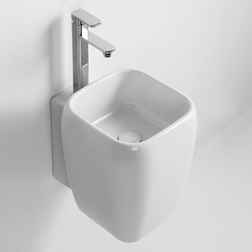 One hole half pedestal washbasin - wall-hung or on top installation