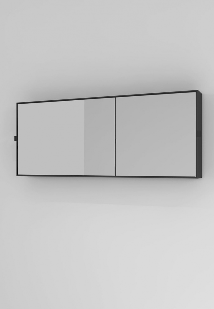 Specchio Simple Box. Finitura Nero Matt.