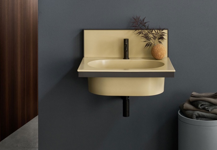 Canapa washbasin and backsplash, Black Matt framework